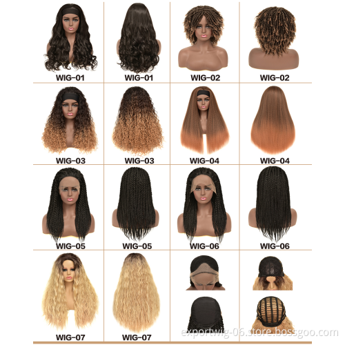 Factory For Black Women Dreadlocks Wholesale Synthetic Braiding Crochet hair Curly Hair wigs Lace Front Wig Faux Locs Braided